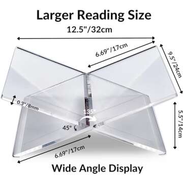 Honygebia Clear Acrylic Book Stands - Cross Frame Acrylic Book Holder, Open Bookstand for Display and Reading, Suitable for Art, Bible, Cookbook, Easel, Magazine, Textbooks 12.5" x 9.5" x 5.5"