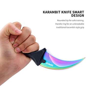 Dispatch Karambit Knife Fixed Blade Tactical Camping Tool, Outdoor Hunting Knife with Sheath and Cord, Suitable for Hiking, Adventure, Survival, Collection, Rainbow