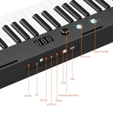 Keyboard Piano, 61 Key Piano Keyboard, Semi-Weighted Keys, Digital Music Keyboard with Power Supply, Piano Stand, Stool and Microphone, Electronic Music Keyboard for Beginners