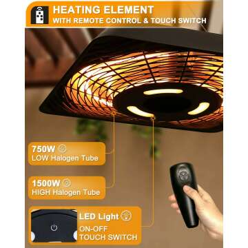 Star Patio Electric Heater with Remote Control & Touch Switch