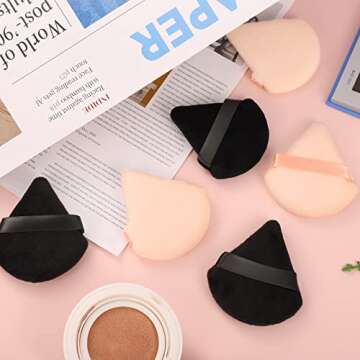 Pimoys 6 Pieces Powder Puff Face Triangle Makeup Sponge Soft Velour Puffs for Loose Powder Setting Powder Blender Foundation Sponge Beauty Makeup Tool, Stocking Stuffers Gift for Women