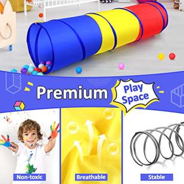 PigPigPen Pop Up Play Tunnel Tent for Toddlers Babies or Dogs, Indoor & Outdoor Toys for Kids Backyard Playset. (Red,Yellow,Blue)