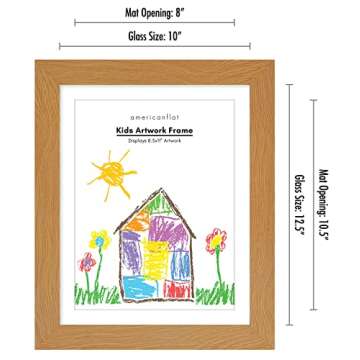 Americanflat 10x12.5 Kids Art Frame - Front Loading Picture Frame Holds 100 Artworks - Use as 8.5x11 Frame with Mat or 10x12.5 Frame Without Mat - My Mini Masterpiece - Dark Oak