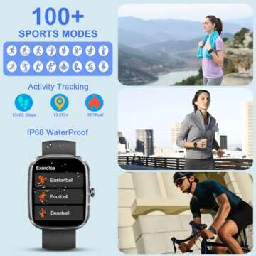 Smart Watch, 1.91" Smartwatch for Men Women (Answer/Make Call), Fitness Tracker with 100+ Sport Modes, IP68 Waterproof, Heart Rate/Sleep Monitor, Pedometer, Spo2, Activity Tracker for Android iOS