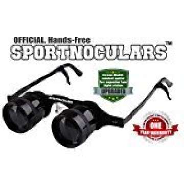 SPORTNOCULARS-Official Hands-Free 3 x 34 mm Binocular Glasses for Sports,Concerts,Theater,Opera,TV Magnifiers,Fishing,Sight Seeing,Wildlife Observation,and so Much More.(Premium Glare-Free Lenses)