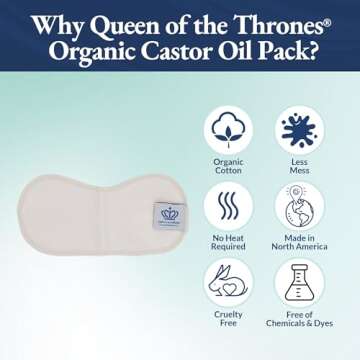 QUEEN OF THE THRONES Castor Oil Pack for Neck Less Mess, Reusable, Organic Cotton Flannel, Naturopathic Doctor Designed (Castor Oil Included)