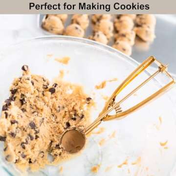 JUNADAEL J Cookie Scoop Set, Cookie Dough Scoop, Cookie Scoops for Baking Set of 3, Gold, Include Large/Medium/Small, for Cookies, Ice Cream, Muffin, Cupcakes, Truffles, Mashed Potatoes