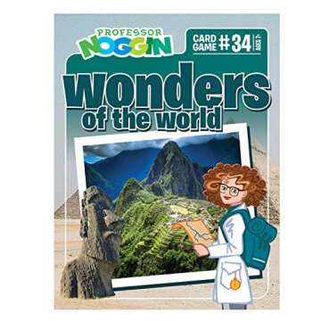 Outset Media Professor Noggin's Wonders of The World Trivia Card Game - an Educational Based Card Game for Kids - Trivia, True or False, and Multiple Choice - Ages 7+ - Contains 30 Cards