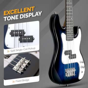 36in Electric Bass Guitar Starter Kit - Kids & Adults