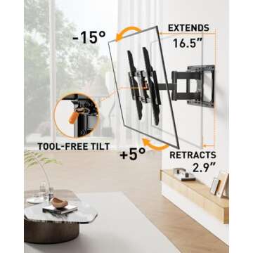 Full Motion TV Wall Mount for 42-84" Televisions