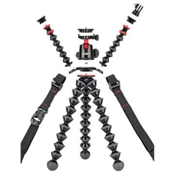 JOBY GorillaPod Rig, for Cameras, Action Cams, LED Lights, Flexible Tripod for Photography, Content Creation, Vlogging, Live Streaming, TIK Tok - Black