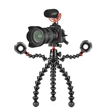 JOBY GorillaPod Rig, for Cameras, Action Cams, LED Lights, Flexible Tripod for Photography, Content Creation, Vlogging, Live Streaming, TIK Tok - Black