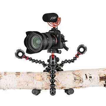 JOBY GorillaPod Rig, for Cameras, Action Cams, LED Lights, Flexible Tripod for Photography, Content Creation, Vlogging, Live Streaming, TIK Tok - Black