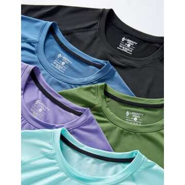 5 Pack Men’s Active Quick Dry Crew Neck T Shirts | Athletic Running Gym Workout Short Sleeve Tee Tops Bulk (Set 8, Small)