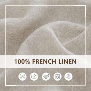 L Linen World Linen Tablecloth, 100% French Linen Natural Tablecloth 55" x 55" Inch, Washable Square Tablecloth for Dining, Outdoor, Weddings and Restaurants, Decorative Valentine Easter