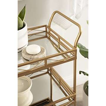 Kate and Laurel Ketia Glam Metal Bar Cart, 23 x 13 x 34, Gold, Glamorous Three Tier Gold Bar Cart for Display and Storage