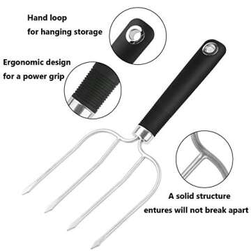 Turkey Lifting Forks, Meat Claws, Strong Endurance Stainless Steel Poultry Chicken Fork, Ultra-Sharp Roast Ham Forks. Easily Lift, Handle Meats - Essential for BBQ & Thanksgiving Pros, 4 Pcs