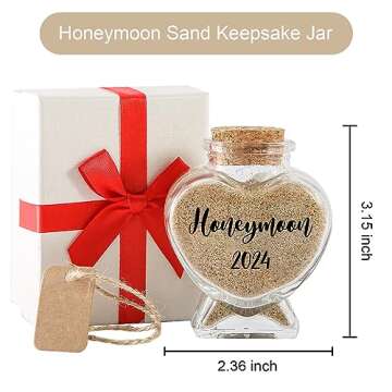 Honeymoon Sand Keepsake Jar 2024, Romantic Honeymoon Gifts for Newlywed Couple, Bride & Groom, Bridal Shower Gifts, Wedding Registry, Engagement, Unique Travel Gift Ideas, Honeymoon Essentials