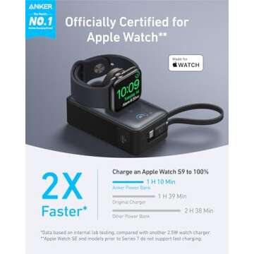 Anker MagGo 10,000mAh Power Bank for Apple Watch - Compact & Fast Charging