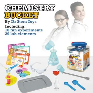 Dr. STEM Toys - Kids First Chemistry Set Science Kit | 29 Lab Elements Includes 10 Easy Experiments | Safe and Non-Toxic Ideas for Kids | Stem Experiments, Learning & Educational Toys