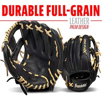 Franklin Sports Baseball Glove - Proflex Adult Baseball + Softball Glove - Right Handed Throw - Baseball + Fastpitch Softball Outfield Mitt - Black - 11.5"