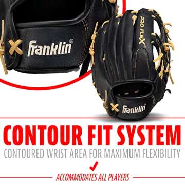 Franklin Sports Baseball Glove - Proflex Adult Baseball + Softball Glove - Right Handed Throw - Baseball + Fastpitch Softball Outfield Mitt - Black - 11.5"