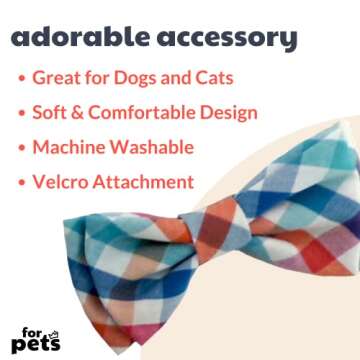 Huxley & Kent Bow Tie for Pets | Blue/Green Check (Large) | Easter Spring Bow Tie Collar Attachment | Fun Bow Ties for Dogs & Cats | Cute, Comfortable, and Durable | H&K Bow Tie