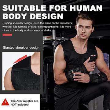 Adjustable Weighted Vest 44LB Workout Weight Vest Training Fitness Weighted Jacket for Men Women (Included 96 Steel Plates Weights)