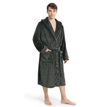 Luxury Men's Hooded Fleece Bathrobe for Cozy Comfort