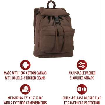 Rothco Canvas Daypack - 34L Durable Backpack