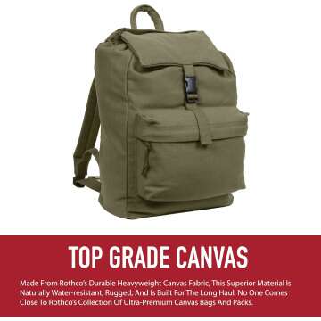 Rothco Canvas Daypack - 34L Durable Backpack