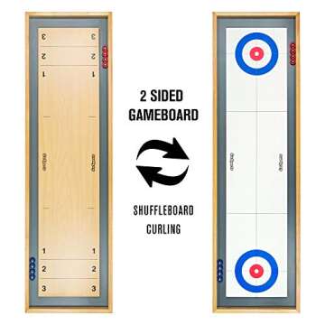 GoSports Shuffleboard and Curling 2 in 1 Board Games - Classic Tabletop or Giant Size - Choose Your Style