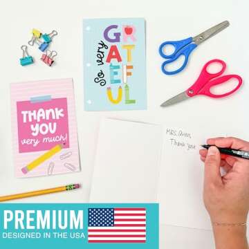 24 Colorful Teacher Thank You Cards - Thoughtful Gift for Educators