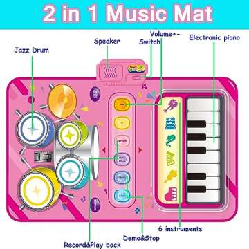 2 in 1 Piano Mat Montessori Toys for 1 2 Year Old Girl,Educational Musical Toy