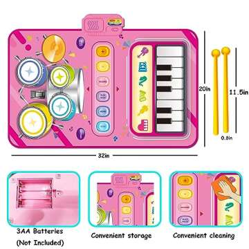 2 in 1 Piano Mat Montessori Toys for 1 2 Year Old Girl,Educational Musical Toy