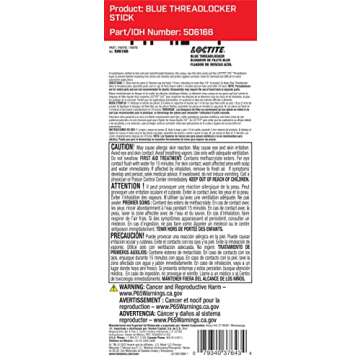 LOCTITE 248 Blue Threadlocker Glue Stick: All-Purpose, Medium-Strength, Anaerobic, No Drip, General Purpose, Works on all Metals | Blue, 9 Gram Wax Stick (PN: 37643-506166)