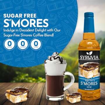 Syruvia Sugar-Free S'mores Coffee Syrup - 25.4 fl oz Low Calorie Flavoring