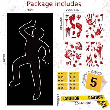 16 Pieces Halloween Crime Scene Decorations Kit Murder Mystery Dinner Party Game Supplies Includes Body Silhouette Crime Scene Tape Evidence Markers and Blody Sticker Home for Crime Scene Party Decor