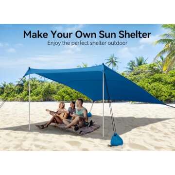 10x10ft Beach Tent & Camping Sun Shelter with Sandbags