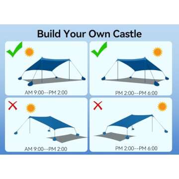 10x10ft Beach Tent & Camping Sun Shelter with Sandbags