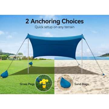 10x10ft Beach Tent & Camping Sun Shelter with Sandbags