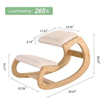 Predawn Ergonomic Kneeling Chair, Rocking Chair Stool, Knee Chair, Posture Chair for Home Office Meditation Wooden & Linen Cushion-Office Desk Chair for Back Neck Pain Relief & Improving (White Oak)