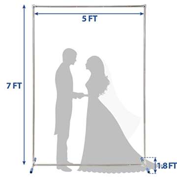 Wedding Arch, 7x5FT Arch for Wedding Ceremony with Support Feet Base, Square Metal Stand Frame for Wedding, Party, Bridal, Garden, Outdoor, Rectangle Archway for Balloon Decoration