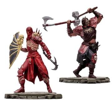 McFarlane Toys - Diablo IV Rend Barbarian and Blood Necromancer 2pk Gold Label 1:12 Scale Posed Figures, Gold Label, Amazon Exclusive