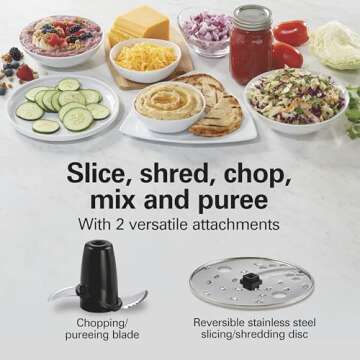 Hamilton Beach Food Processor & Vegetable Chopper for Slicing, Shredding, Mincing, and Puree, 10 Cups + Easy Clean Bowl Scraper, Black and Stainless Steel (70730)