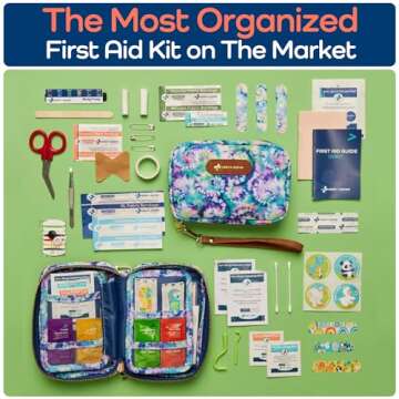 KeepGoing Travel First Aid Kit for Kids – 130 Pc. Small First Aid Kit for Car, Home, Purse, Diaper Bag & Backpack with Latex-Free Bandages - Mini First Aid Kit Travel Size TSA-Approved