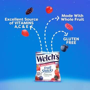 Welch's Fruit Snacks, Berries 'n Cherries, Perfect Halloween Candy Bulk Pack, Gluten Free, Individual Single Serve Bags, 0.8 oz (Pack of 40)