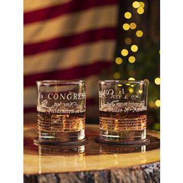 Declaration of Independence - Patriotic Old Fashioned Whiskey Rocks Glass - 12 oz capacity