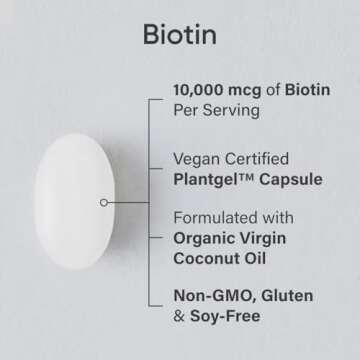 Sports Research Vegan Biotin 10,000mcg with Organic Coconut Oil