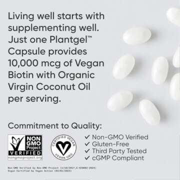 Sports Research Vegan Biotin 10,000mcg with Organic Coconut Oil